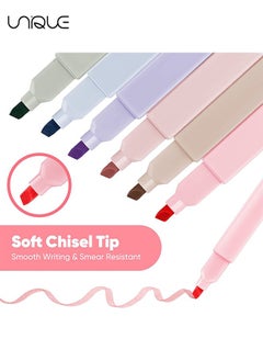 Unique 6Pcs Highlighter - esthetic Lovely Highlighters Mild Assorted Colors With Soft Chisel Tip, No Bleed Dry Fast Easy to Hold, for Journal Bible Planner Notes School Office Supplies  - Image 3