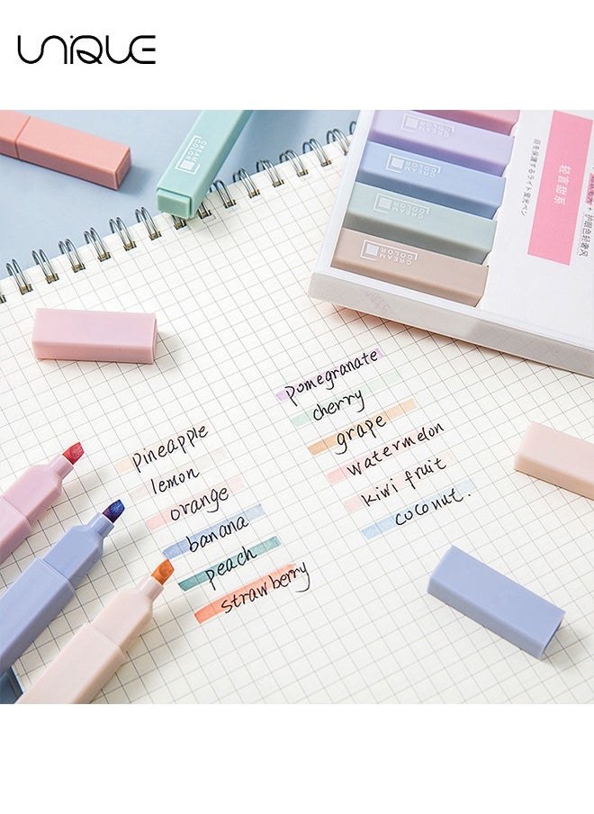 Unique - 6Pcs Highlighter - esthetic Lovely Highlighters Mild Assorted Colors With Soft Chisel Tip, No Bleed Dry Fast Easy to Hold, for Journal Bible Planner Notes School Office Supplies - Image 1