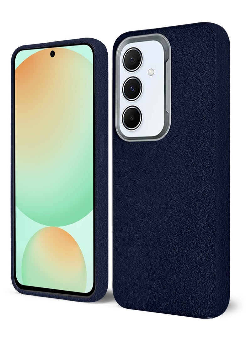 Techie Stylish PU Leather Texture Soft Non-Slip Grip TPU Back Cover Case for Samsung Galaxy S24 FE 5G - Navy Blue - Image 3