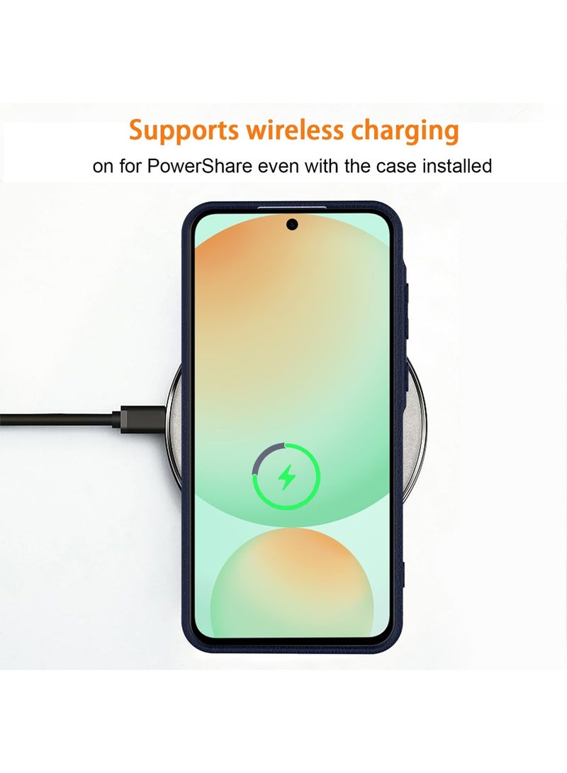 Techie Stylish PU Leather Texture Soft Non-Slip Grip TPU Back Cover Case for Samsung Galaxy S24 FE 5G - Navy Blue - Image 4