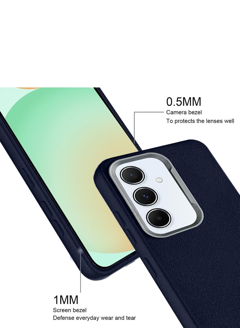 Techie Stylish PU Leather Texture Soft Non-Slip Grip TPU Back Cover Case for Samsung Galaxy S24 FE 5G - Navy Blue - Image 5