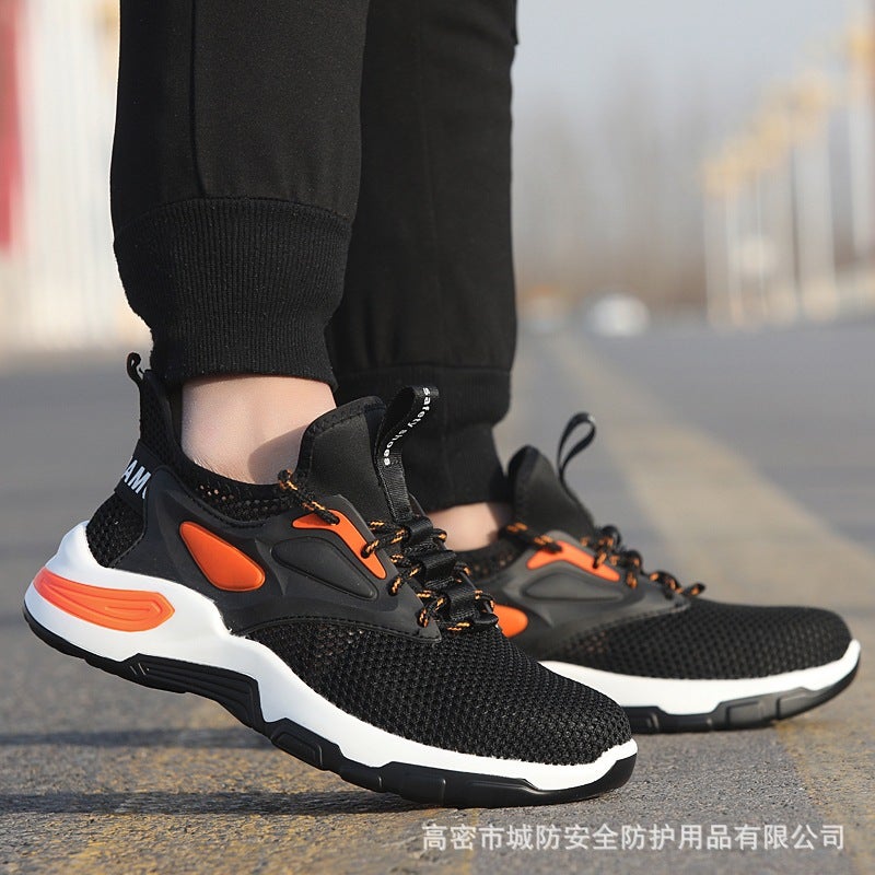 City Defense Flying Weaving Safety Shoes Men'S Lightweight Steel Toe Anti-Smashing And Anti-Piercing Safety Shoes - Image 5