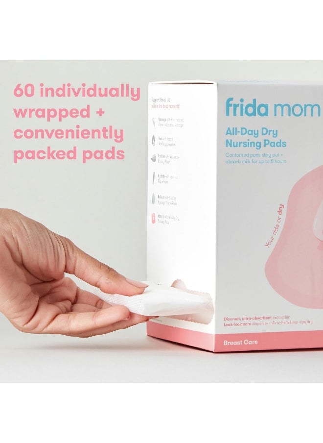 frida mom - Frida Mom All Day Dry Disposable Nursing Pads Soft and Ultra Absorbent Breast Pads, Breastfeeding Essentials for Moms, 60 Count - Image 1