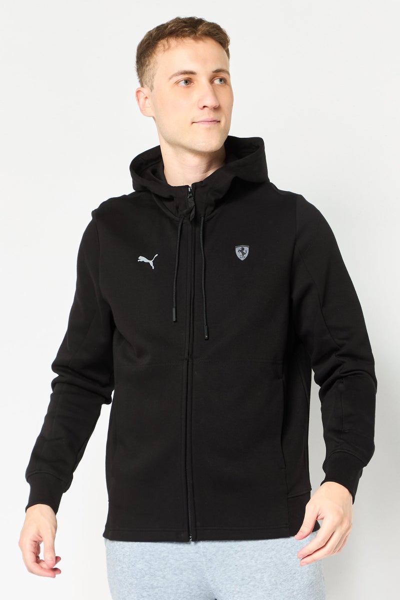 PUMA هودي رياضي طويل الأكمام للرجال من بومّا × فيراري، أسود - Image 1