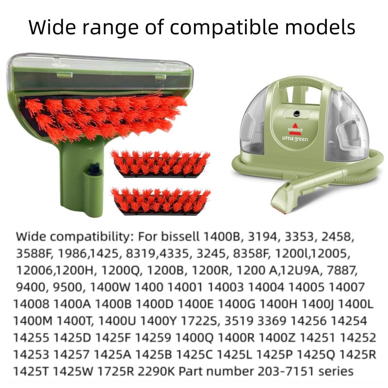 Sionlan Upgraded 5.3in 1400B Little Green Machine Multi-Purpose Tools Brush detachable Replacement Parts Compatible with bissell 1400B 3194 3353 2458 3588F 1425 Tough Stain Brush Tool Attachments (Green 1+1) - Image 3