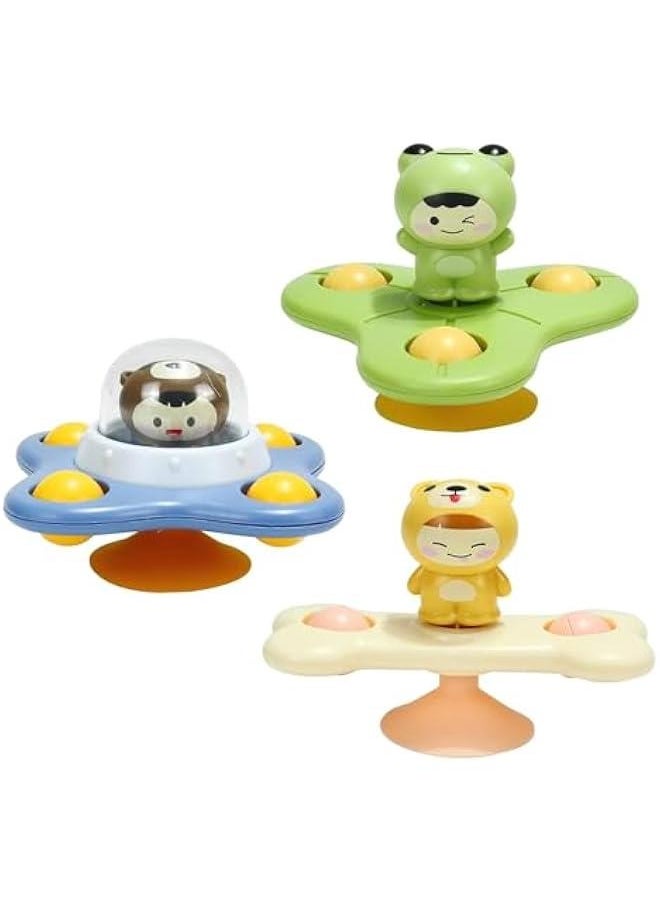 MIXDE - 3 Pcs Baby Bath Spinner Toy with Rotating Suction Cup Spinning Top Toy ，Frog Bear Dog Spin Sucker Baby Dining Chairs Toys - Image 1