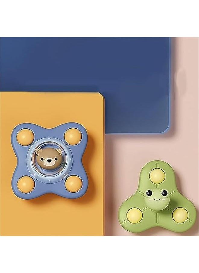 MIXDE - 3 Pcs Baby Bath Spinner Toy with Rotating Suction Cup Spinning Top Toy ，Frog Bear Dog Spin Sucker Baby Dining Chairs Toys - Image 1