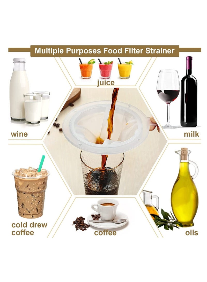 Excefore Mesh Strainer, 200 Mesh Kitchen Food Filter Mesh, Ultra-Fine Nylon Mesh Strainer Plastic Sieve Fine Mesh Filter Spoon Compatible with 5'' Funnels, for Filtering Coffee Juice Oils Soy Milk Yogurt Honey - Image 4