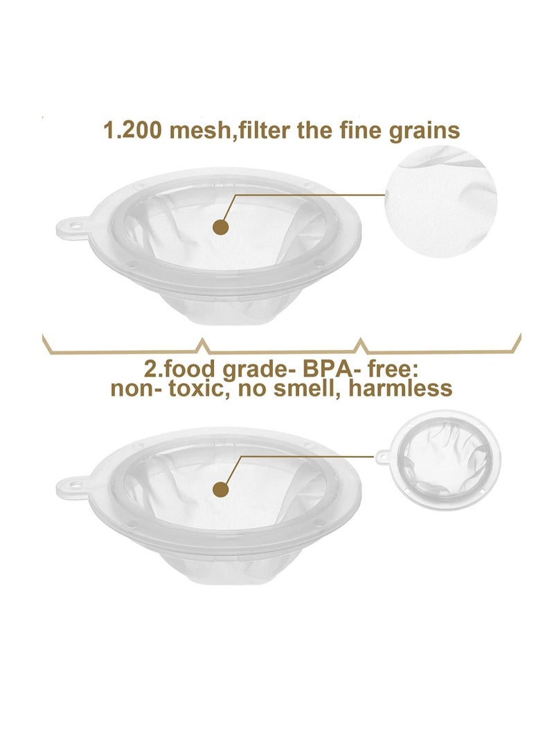 Excefore Mesh Strainer, 200 Mesh Kitchen Food Filter Mesh, Ultra-Fine Nylon Mesh Strainer Plastic Sieve Fine Mesh Filter Spoon Compatible with 5'' Funnels, for Filtering Coffee Juice Oils Soy Milk Yogurt Honey - Image 2