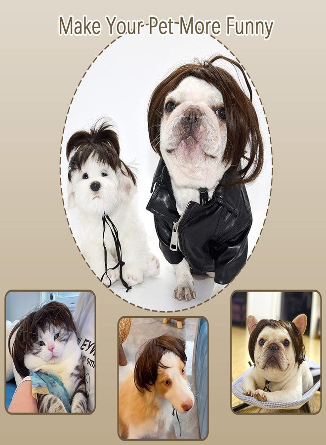 HOWWFALY Dog Costume Cat Apparel Dog Toys Curly Braids Headgear Wigs Styling Cute Funny Pet Hair Accessories (Flax) - Image 5