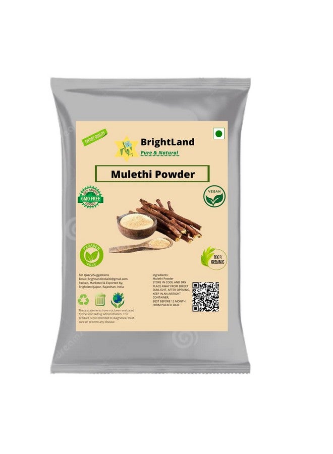 Brightland Bio Organic Mulethi Powder (Yashtimadhu Root), Liquorice Powder For Body, Skin, and Hair (100gm) - Image 1