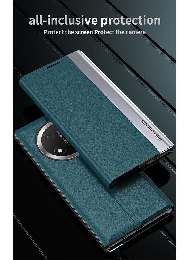 أوشن حقيبة Honor X9c Flip Case، حماية كاملة من الجلد TPU فائقة النحافة مع حامل مغناطيسي وحماية ضد الصدمات (أخضر) - Image 4