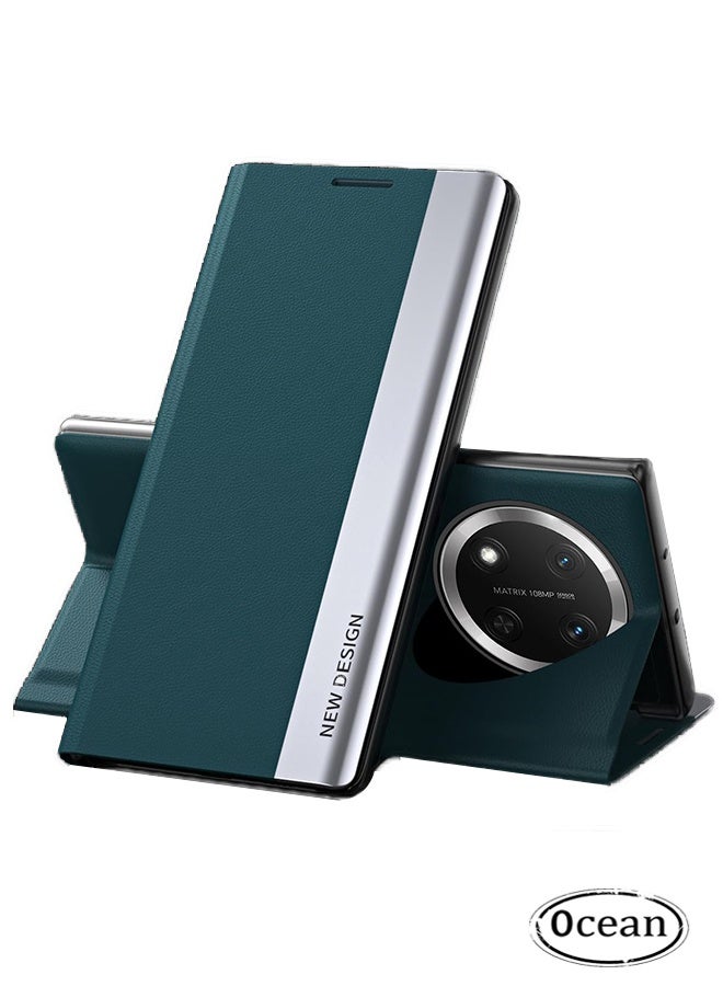 أوشن حقيبة Honor X9c Flip Case، حماية كاملة من الجلد TPU فائقة النحافة مع حامل مغناطيسي وحماية ضد الصدمات (أخضر) - Image 1