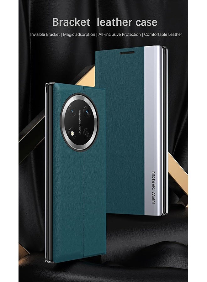 أوشن حقيبة Honor X9c Flip Case، حماية كاملة من الجلد TPU فائقة النحافة مع حامل مغناطيسي وحماية ضد الصدمات (أخضر) - Image 2