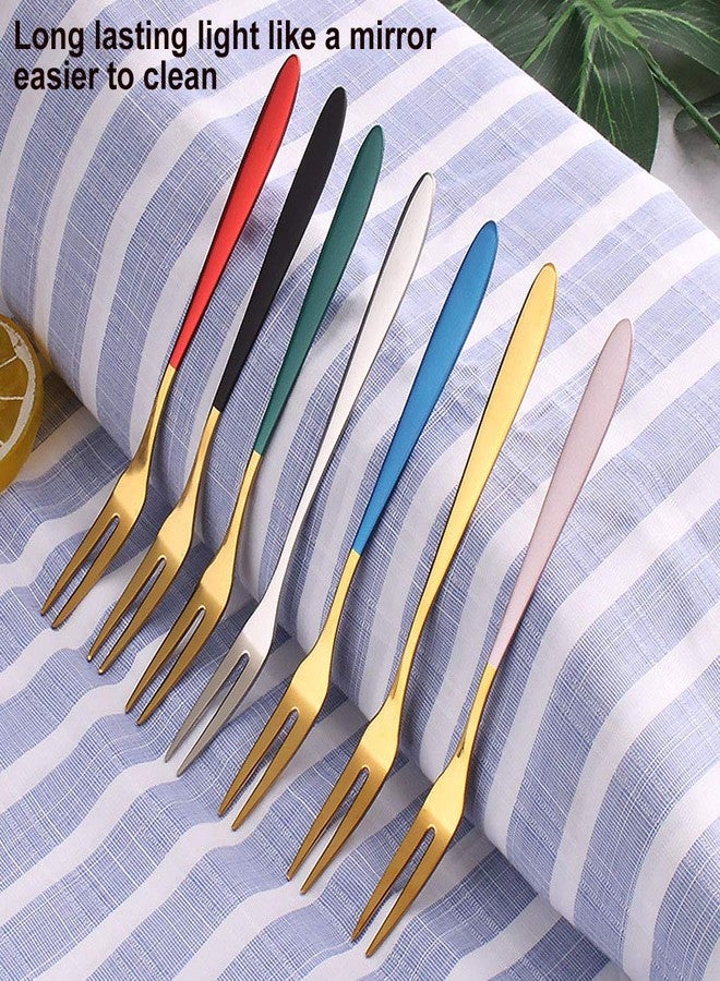 Mockery Stainless Steel Fruit Fork - Tasting Appetizer for Cake, Dessert, Salad, Mooncake - Mini Portable Forks for Party, Restaurant (Red, Pack of 3) - Image 2