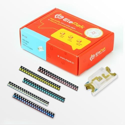 ElePak SMD LED Pak (100 Pcs) - Red, Green, Blue, Yellow, White 5 Colors - High Brightness Output - Electronic Components Kit - DIY Science Project, PCB Mounting, Backlighting (2.0mm × 1.25mm, 0.68, Watts) - Image 1