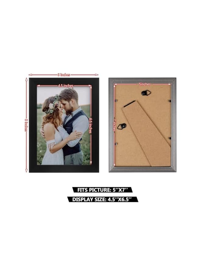 The Bros 5x7 inch Picture Frame Made of Solid Wood High Definition Glass for Table Top Display and Wall Mounting Photo Frame（Black) - Image 3