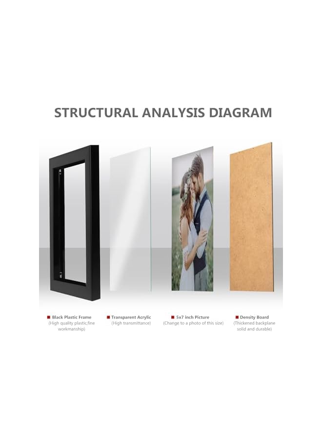 The Bros 5x7 inch Picture Frame Made of Solid Wood High Definition Glass for Table Top Display and Wall Mounting Photo Frame（Black) - Image 2