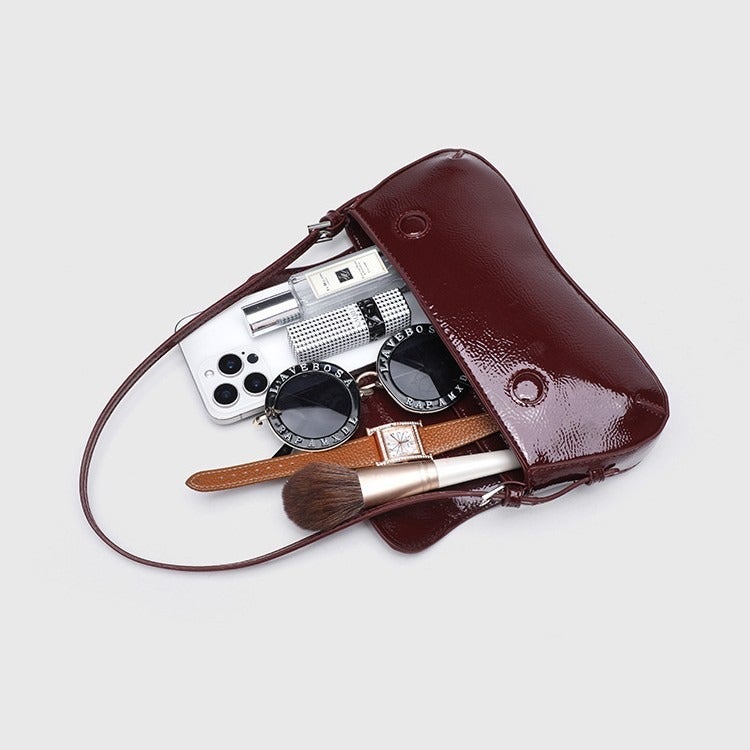 Za Patent Leather Baguette Bag Women'S Bag Crossbody Bag Niche High-End Sense Shoulder Crossbody Simple Hand Carrying - Image 5