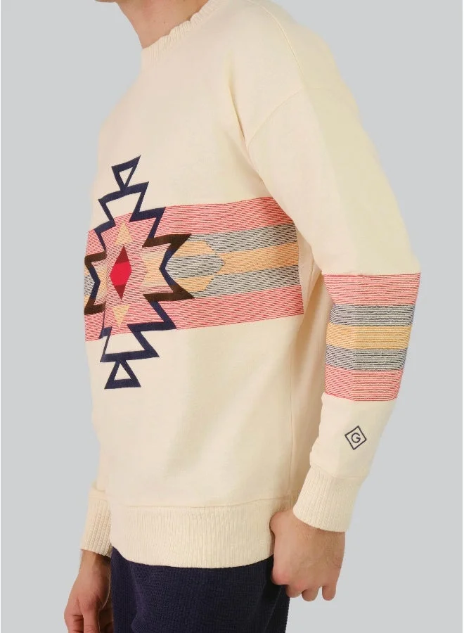 GANT  Geometric Relaxed C-Neck Sweat for Men | Best Price UAE