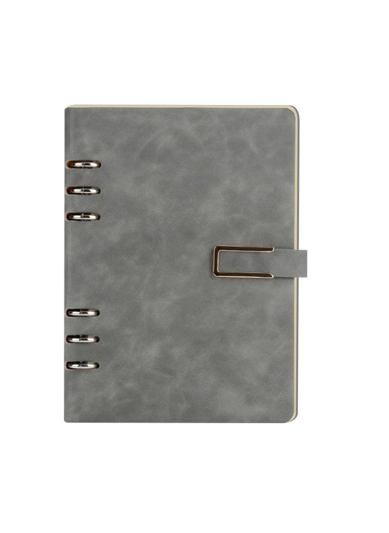 DUNISO - Leather Binder Notebook,6 Round Ring Binder Planner Notebook,Portable Travel Diary，Thickened Detachable,Classic Hardbound Metal Buckle,Suitable For Office, School,17*23 cm - Image 1