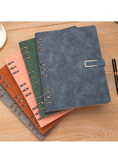 DUNISO دفتر جلد مع 6 حلقات، مشبك دفتر، تصميم كلاسيكي صلب مع مشبك معدني قابل للفك، صفحات خطية قابلة للتعبئة، تصميم أنيق، مناسب للمكتب، لوازم المدرسة رمادي (17*23 سم)  - Image 5