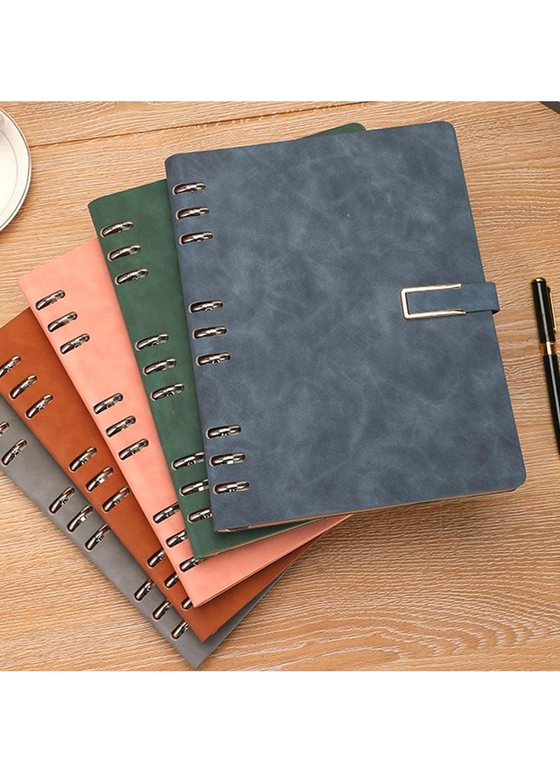 DUNISO - Leather Binder Notebook,6 Round Ring Binder Planner Notebook,Portable Travel Diary，Thickened Detachable,Classic Hardbound Metal Buckle,Suitable For Office, School,17*23 cm - Image 1