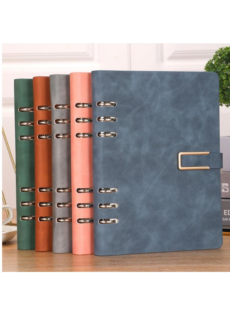 DUNISO - Leather Binder Notebook,6 Round Ring Binder Planner Notebook,Portable Travel Diary，Thickened Detachable,Classic Hardbound Metal Buckle,Suitable For Office, School,17*23 cm - Image 1