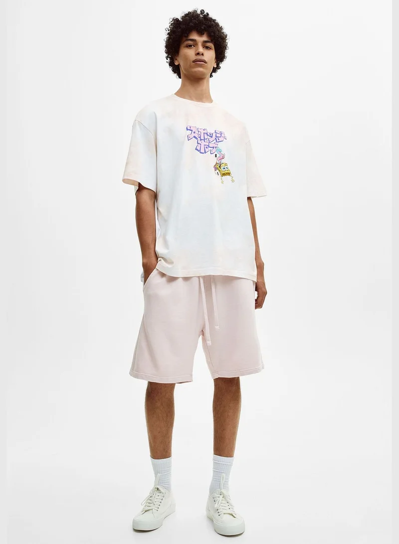 PULL&BEAR SpongeBob SquarePants tie-dye print T-shirt