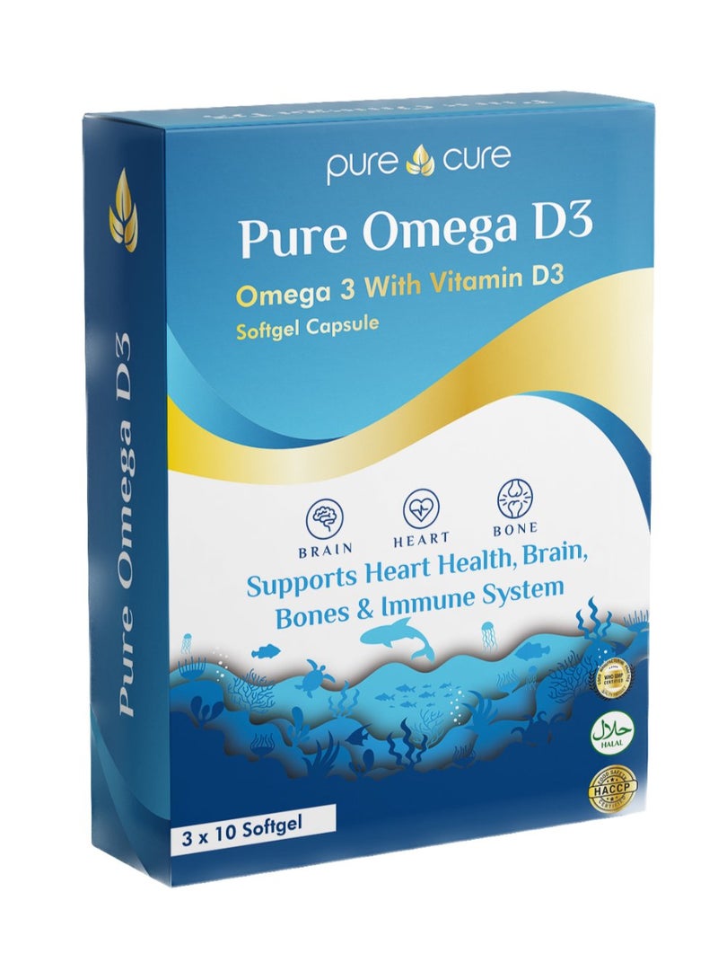 Pure Omega D3 Softgel Capsules 3X10