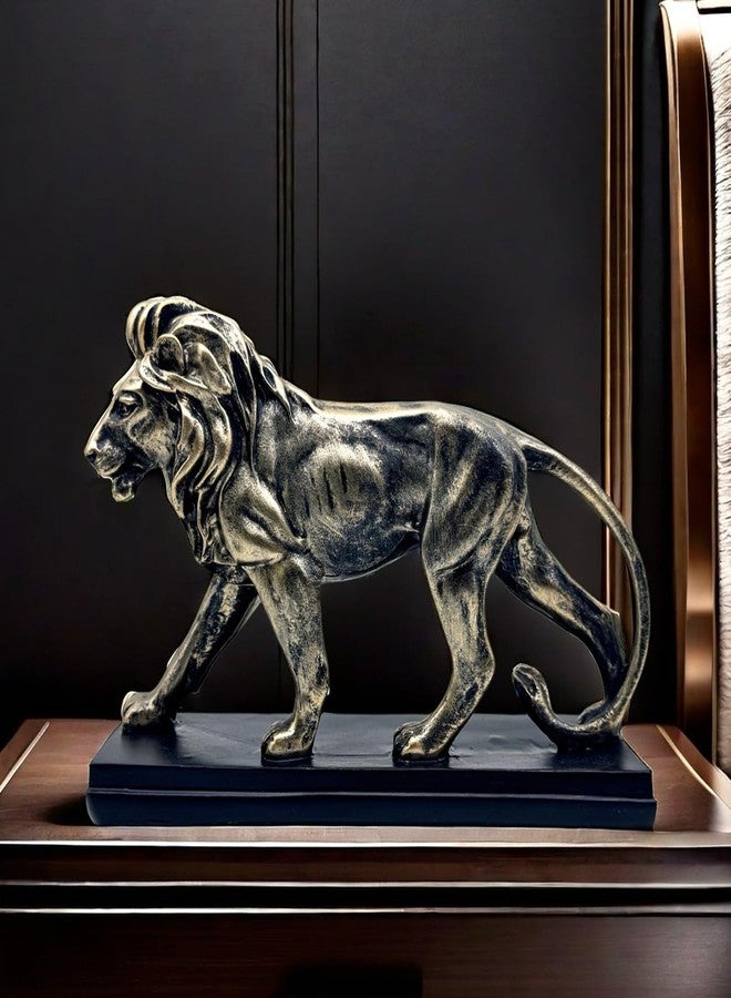 FUNSXBUG 10 Inch Resin Lion Statue Sculpture Vintage Figurines Animal Collectible Figurine Gift Idea Home Desktop Decoration Bronze - Image 1