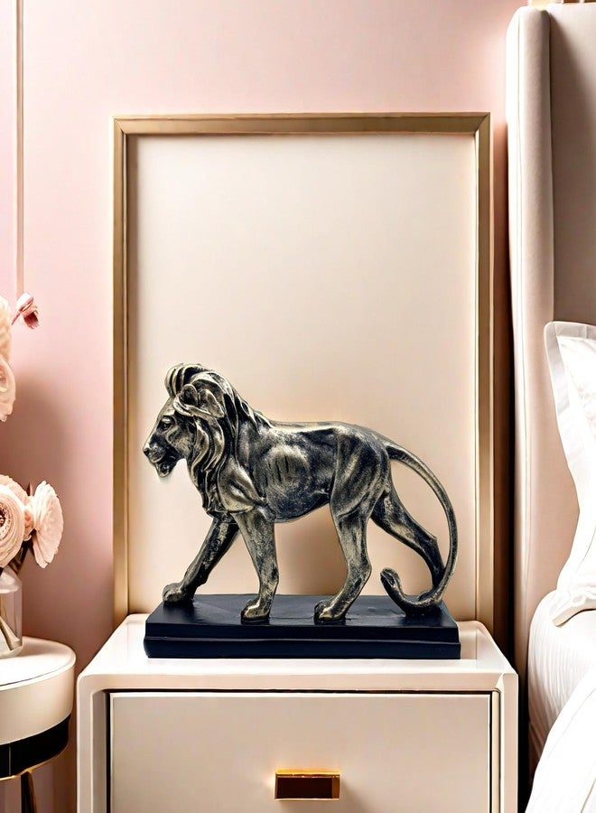 FUNSXBUG 10 Inch Resin Lion Statue Sculpture Vintage Figurines Animal Collectible Figurine Gift Idea Home Desktop Decoration Bronze - Image 4