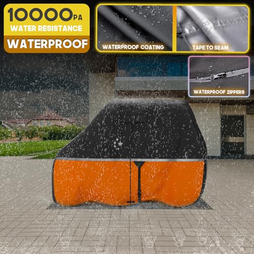 LI LIBZAKI 2+2/4 Passenger Golf Cart Cover Fits EZGO, Club Car, Yamaha, 420D Waterproof Windproof Sunproof Outdoor All-Weather Full Cover -Black/Orange-L - Image 4