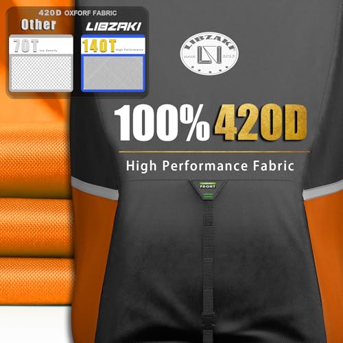 LI LIBZAKI 2+2/4 Passenger Golf Cart Cover Fits EZGO, Club Car, Yamaha, 420D Waterproof Windproof Sunproof Outdoor All-Weather Full Cover -Black/Orange-L - Image 3