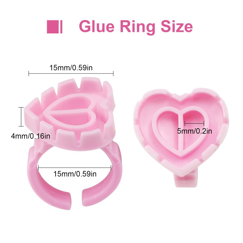 Autdor Glue Rings - Autdor 500Pcs Glue Rings for Eyelash Extensions Pink Lash Glue Rings Pigment Ring Cups Lash Glue Holder for Lash Extension Supplies Makeup Lip Microblading Supplies Nail Art - Image 2