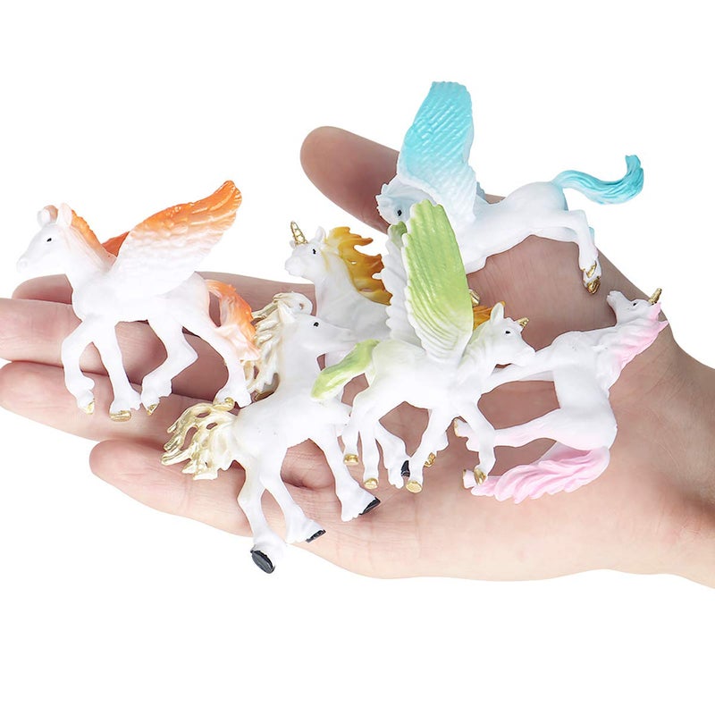 Lynkaye 6 Pcs Unicorn Pegasus Figures Sets Mythical Animals Model, Stocking Stuffers, Cake Toppers, Home Decorations, Bathtub Accessories, Gifts for Halloween and birthdays - Image 4