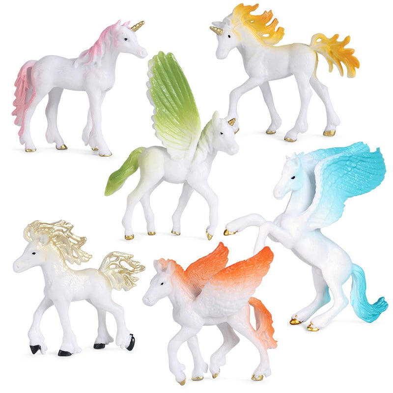 Lynkaye 6 Pcs Unicorn Pegasus Figures Sets Mythical Animals Model, Stocking Stuffers, Cake Toppers, Home Decorations, Bathtub Accessories, Gifts for Halloween and birthdays - Image 5