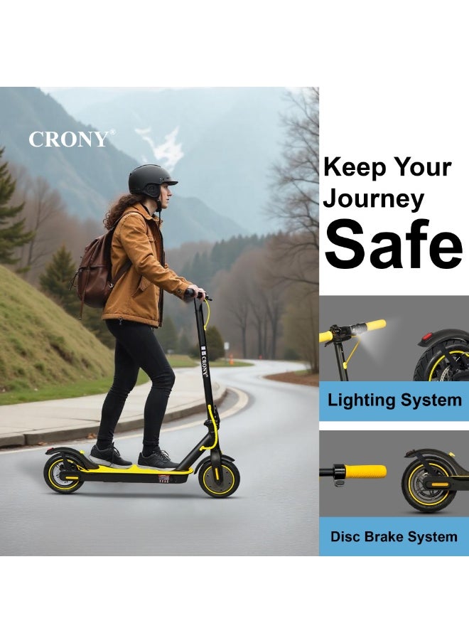 Crony W563 Fast E-Scooter For Kids/Teens, Up To 45kilo/H, 250w Motor, 36v 7.8ah Battery, 8.5"Tires, App Controlled Lightweight Foldable With Led Headlights High-Speed Electric Scooter, Anti-Slip Deep-Tread Rubber Tires, Rear Disc Brake, 100kg Max Load, Smart Scooter With App Connectivity, Portable Aluminum Frame For Adults, Heavy-Duty, Travel-Ready Design – Yellow  - Image 5