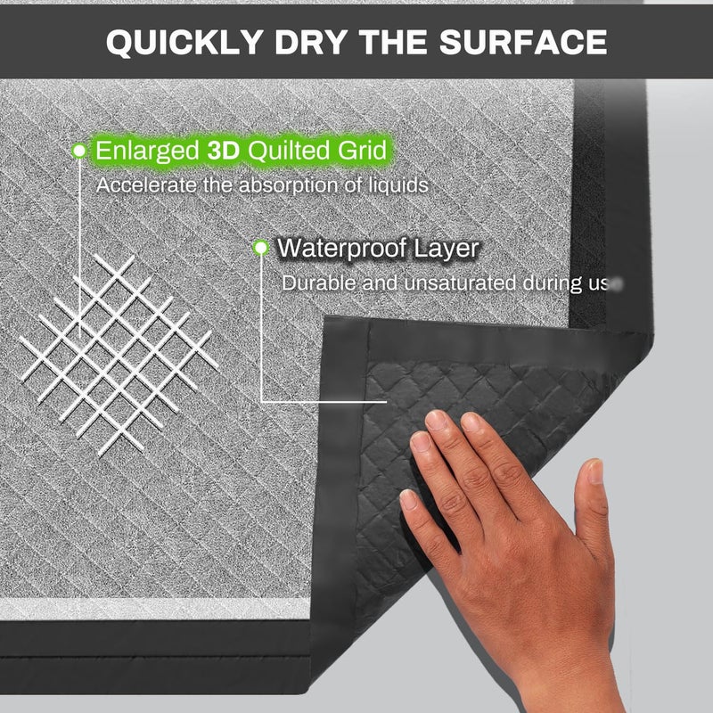 Gardner Pet Charcoal Puppy Pads Rugular 22x22 Inches Small Dog Pee Pads Odor-Control & Leak-Proof Disposable Pet Training Edge-Wrapping Thicken Potty Pad for Dogs, Cats, Rabbits (50 Pieces) - Image 5