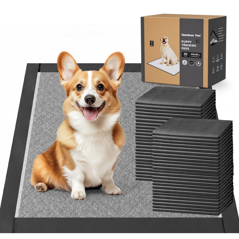 Gardner Pet Charcoal Puppy Pads Rugular 22x22 Inches Small Dog Pee Pads Odor-Control & Leak-Proof Disposable Pet Training Edge-Wrapping Thicken Potty Pad for Dogs, Cats, Rabbits (50 Pieces) - Image 1
