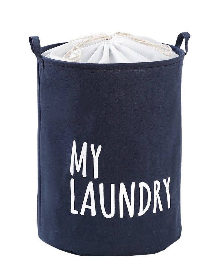 Excellent Clothes Quilt Storage Basket, Large Capacity Drawstring Waterproof Household Fabric Bag For Storage And Moving - Navy Blue  - Image 1