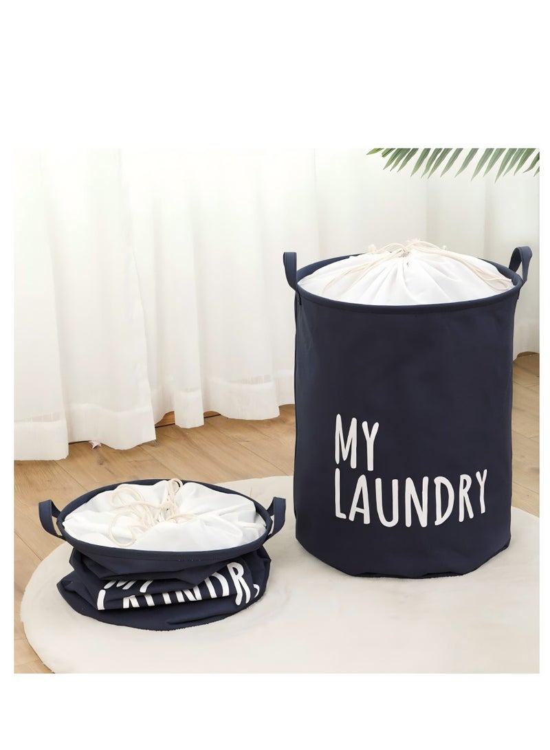 Excellent Clothes Quilt Storage Basket, Large Capacity Drawstring Waterproof Household Fabric Bag For Storage And Moving - Navy Blue  - Image 2