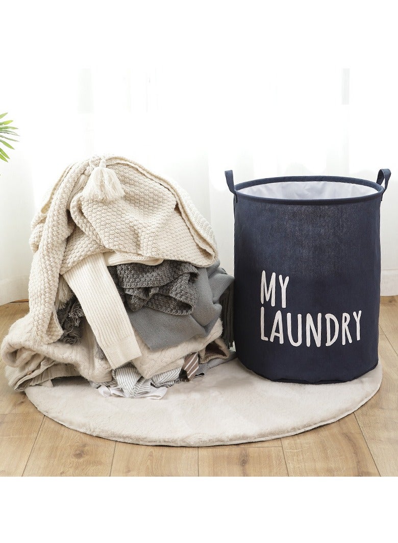Excellent Clothes Quilt Storage Basket, Large Capacity Drawstring Waterproof Household Fabric Bag For Storage And Moving - Navy Blue  - Image 4