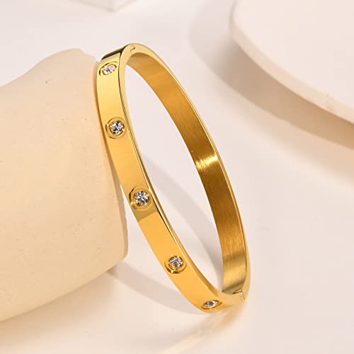 MPRAINBOW Gold Bracelets for Women - 2Pcs 18K Gold Plated Cubic Zirconia Bangle Crystal Friendship Bracelet Jewelry,Wedding Party Christmas Valentine's Day - Image 3