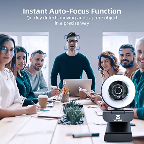 VITADE Streaming Webcam with Adjustable Ring Light, Full HD 1080P Webcam with Dual Microphones and Advanced Auto-Focus,Pro Web Camera for Online Learning, Zoom Meeting Skype Teams, Gaming Laptop - Image 5