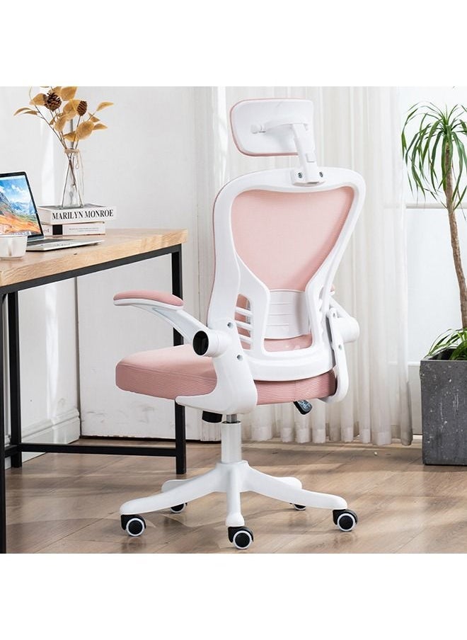 Arabest Gaming Chair Adjustable Mesh Staff Chair, Ergonomic Chair, Conference Chair, Comfortable And Sedentary Computer Chair, Home Office Chair Pink - Image 1
