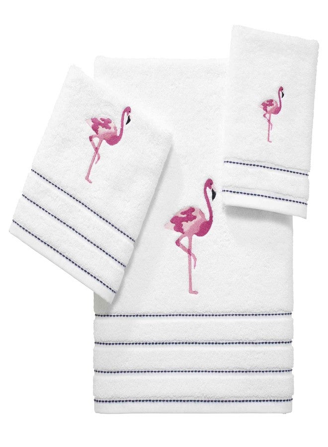 Izod - Towels, 3pc Towel Set, Soft & Absorbent Cotton, Dorm Room Essentials (Flamingo Collection, White) - Image 1