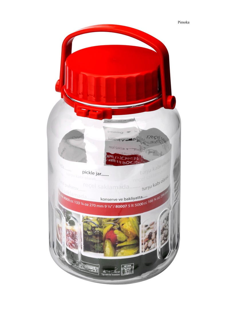 Pasabahce Harvest Glass Jar, 4 Lt, Red Lid, 270 Mm Height Green - Image 2