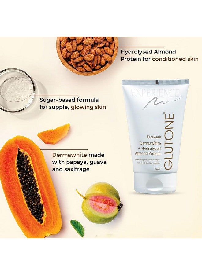 GLUTONE Face Wash| Glow & Radiance Face Wash| With Saxifrage Papaya & Guava Extract| Enriched Hydrolyzed Almond Protein| Sugarbased Formula| 100Ml - Image 3