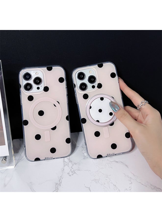 Generic - Simple Fresh Polka Dot Magnetic Suction For Iphone15ProMax Double-sided For Iphone 14/13 Phone Case For IP12P-Color:Magnetic Stand + Oil Painting Animal Elephant Sm-Applicable Model:For Iphone 12 - Image 1